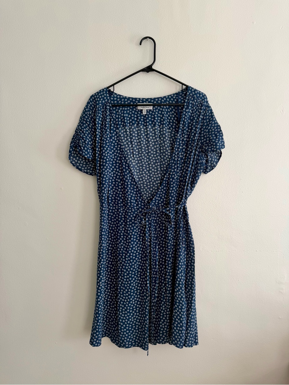 & Other Stories Navy Blue Polka Dot Wrap Midi Dress